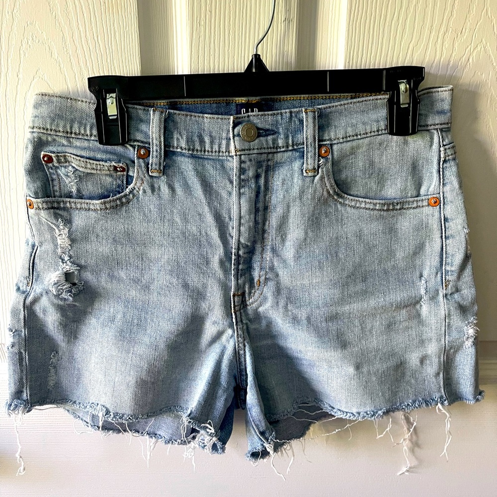 GAP Light Blue Frayed Jean Shorts